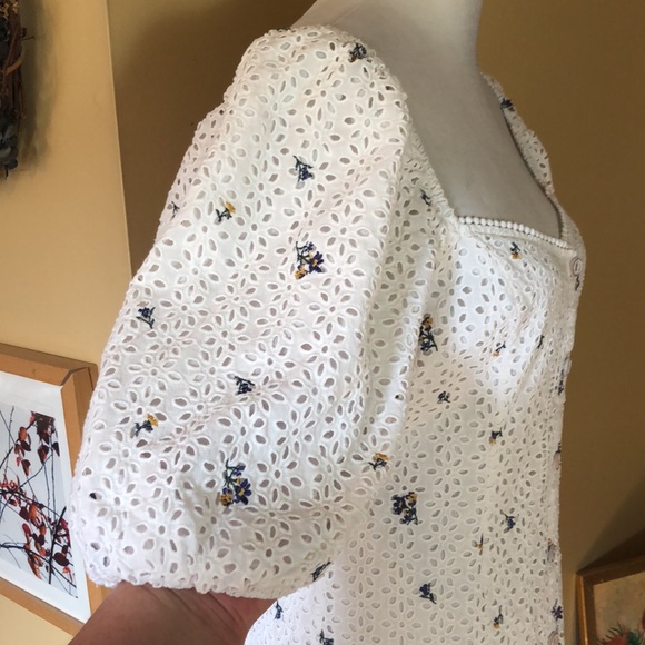 SAYLOR Revolve Size XL DINA Dress White Cotton Eyelet Balloon Sleeve Floral $288 - Picture 9 of 16